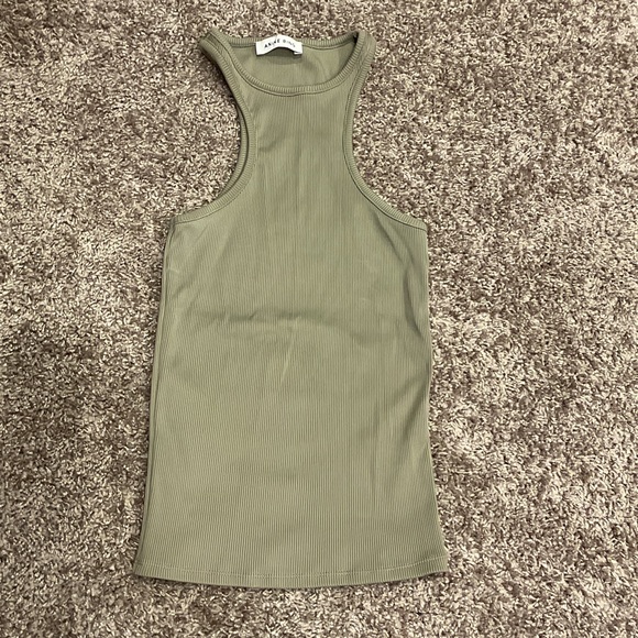 Anine Bing Olive Ribbed Tank Top, Size XS - Picture 1 of 4